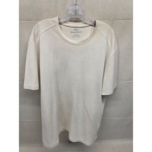 Tommy Bahama Mens XL Cream Ribbed Short Sleeve Crew Neck T-Shirt Beige